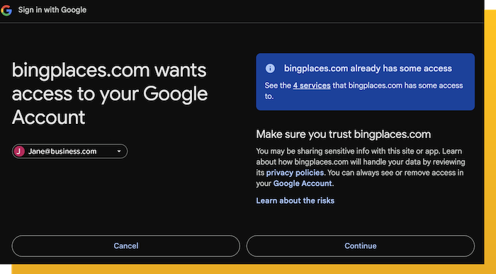 Bing Extra Permissions